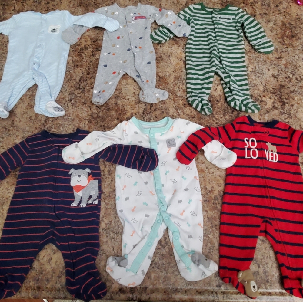 BABY BOY NEWBORN SLEEPER LOT